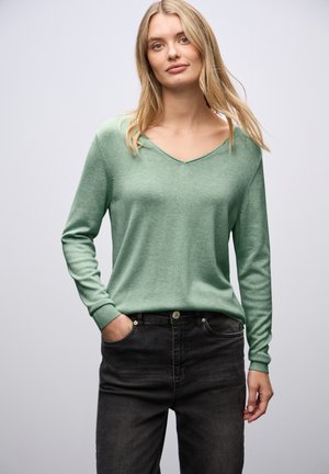 V-NECK  - Striktrøje - grün