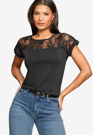 Lipsy YOKE - REGULAR FIT - Marškinėliai su spaudiniu - black lace