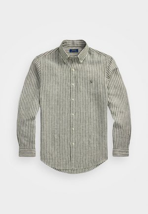 Polo Ralph Lauren CUSTOM FIT STRIPED LINEN SHIRT - Skjorte - new olive/white