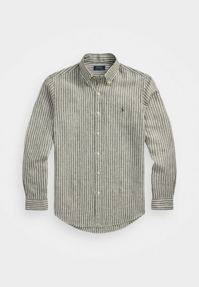 Polo Ralph Lauren CUSTOM FIT STRIPED LINEN SHIRT - Πουκάμισο - new olive/white