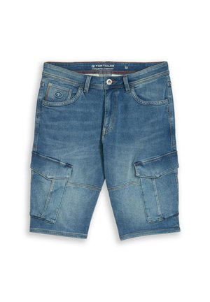 TOM TAILOR, TTMARVIN STRAIGHT CARGO JEANS SHORTS - Pantaloni scurți din denim - used mid stone blue denim