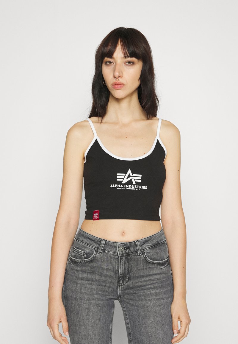 ALPHA INDUSTRIES Basic Crop Tank SL: Canotta Donna Slim Fit In Cotone, Logo Stampato