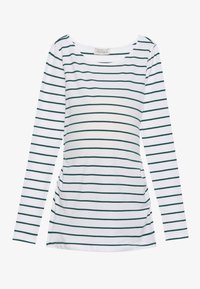 Hosszú ujjú csíkos ing fehér és zöld színben, hajónyakkal, slim fit kialakítással és enyhén kerekített aljjal. Puha, kényelmes anyag.