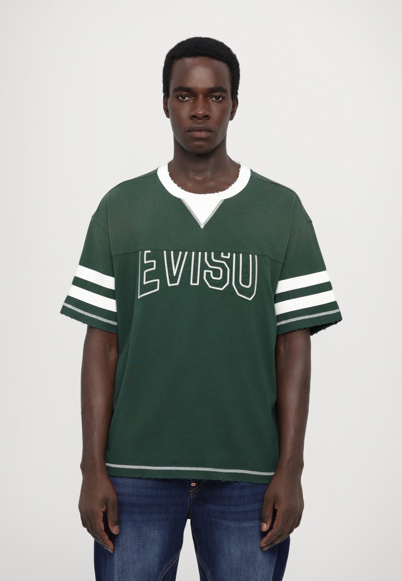 Evisu FRONT AND BACK PANELING AND CONTRAST STITCH - Triko s potiskem - green