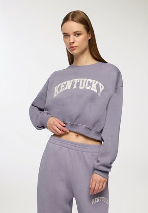 STAMPA COLLEGE CROP SENZA CAPPUCCIO E ZIP - Felpa - blu denim