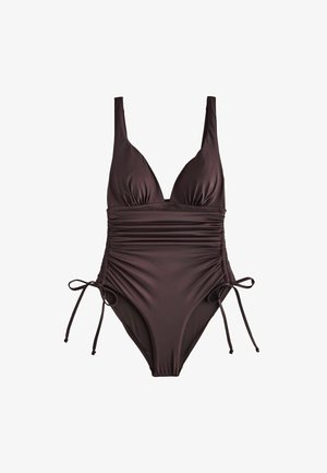 Next, ADJUSTABLE RUCHED SIDE PLUNGE TUMMY CONTROL SWIMSUIT - Badedragt - chocolate brown