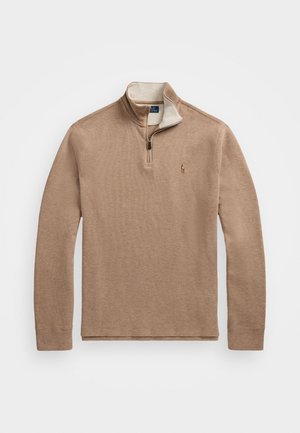 Polo Ralph Lauren ESTATE-RIB QUARTER-ZIP PULLOVER - Strickpullover - grey cloud hthr/ex dune int