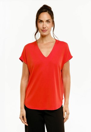 Liberté Essentiel, NUNI VNECK TSHIRT - Camiseta básica - lobster red