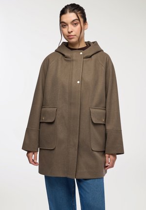 EFFETTO CON CAPPUCCIO - Cappotto classico - fango