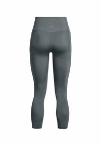 Leggings atletici grigi realizzati in un materiale liscio e elasticizzato. Vita alta, forma aderente e senza motivi o dettagli visibili.