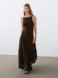Massimo Dutti LONG STRAPPY HALTER NECK - Maxiklänning - brown