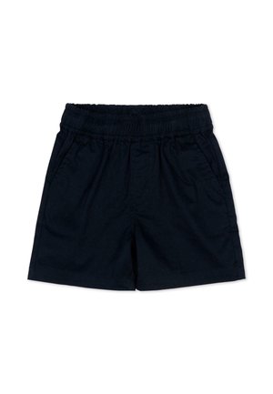 Pantaloncini neri con vita elastica e tasche laterali, lunghezza al ginocchio, realizzati in tessuto leggero.