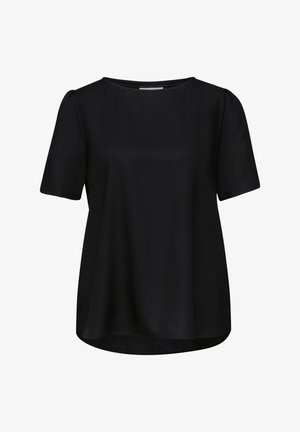 Street One, BLUSE MIT RUNDHALS UND KURZEN PUFFÄRMELN - Blouse - black