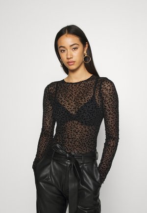 HALLOWEEN ANIMAL FLOCKED BODYSUIT - Pitkähihainen paita - black