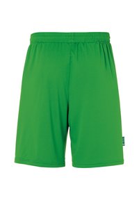 Groene sportieve shorts van lichtgewicht stof, met een elastische tailleband en een zachte textuur, geschikt voor sport of casual gebruik.