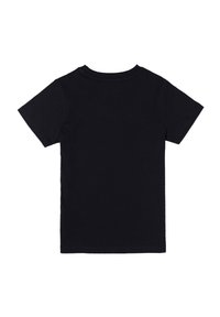 T-shirt in cotone nero, maniche corte, design classico con scollatura a girocollo. Tessuto liscio con orlo dritto; nessuna grafica o decorazione visibile.