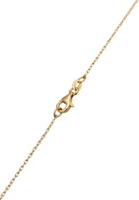 Collier en chaîne dorée avec un design à maillons fins, doté d'une fermeture à mousqueton et d'une finition polie. Texture lisse et éclat notable.