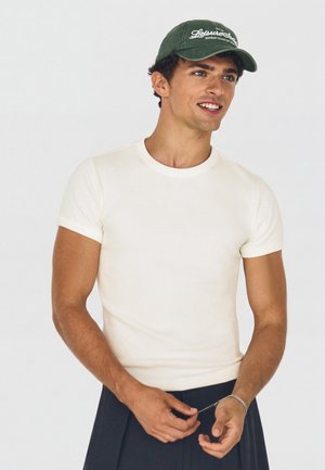 Bershka, SLIM RIB - TSHIRT - T-Shirt basic - white