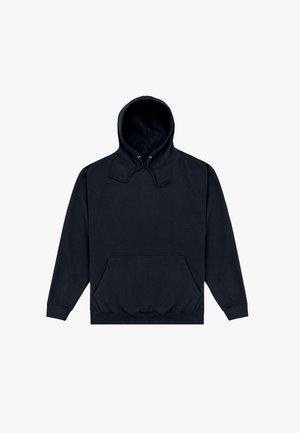 Sweat à capuche noir, en mélange de coton, avec une poche frontale, des poignets et un ourlet élastiques, et des cordons de serrage à la capuche.