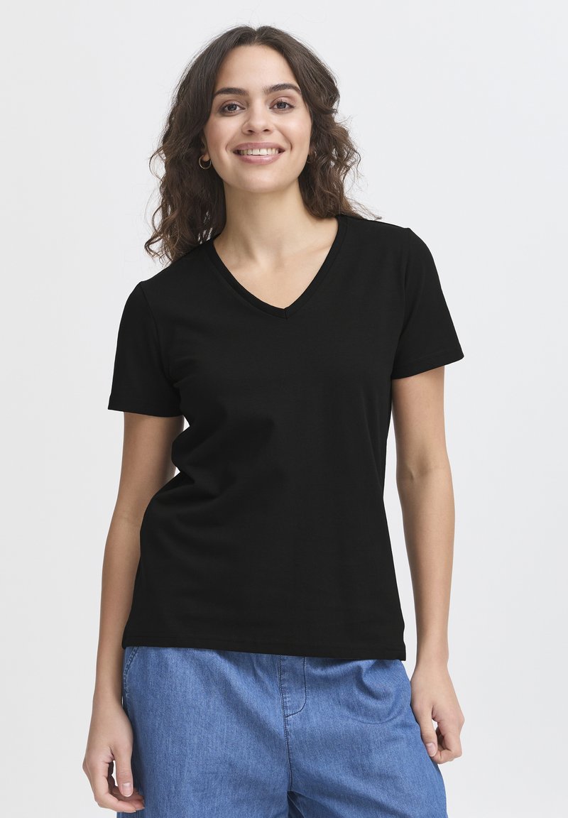 Fransa SHOULDER VTEE  - T-shirt basic - black