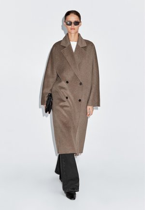 Massimo Dutti DOUBLE-BREASTED - Classic coat - dark brown