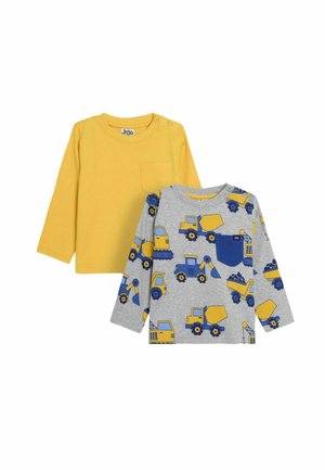 JoJo Maman Bébé REGULAR FIT - PRINTED PLAIN 2 PACK  - Camiseta de manga larga - grey yellow
