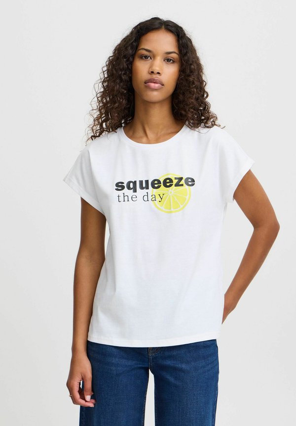 IXJANET - Print T-shirt - cloud dancer w lemon