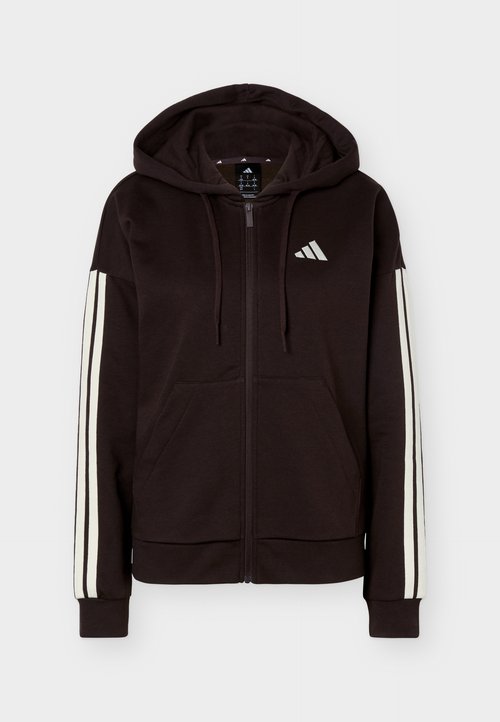 adidas ESSENTIALS 3 STRIPES FULL ZIP HOODIE - Zip-up sweatshirt - aurora coffee/ivory — photo 5