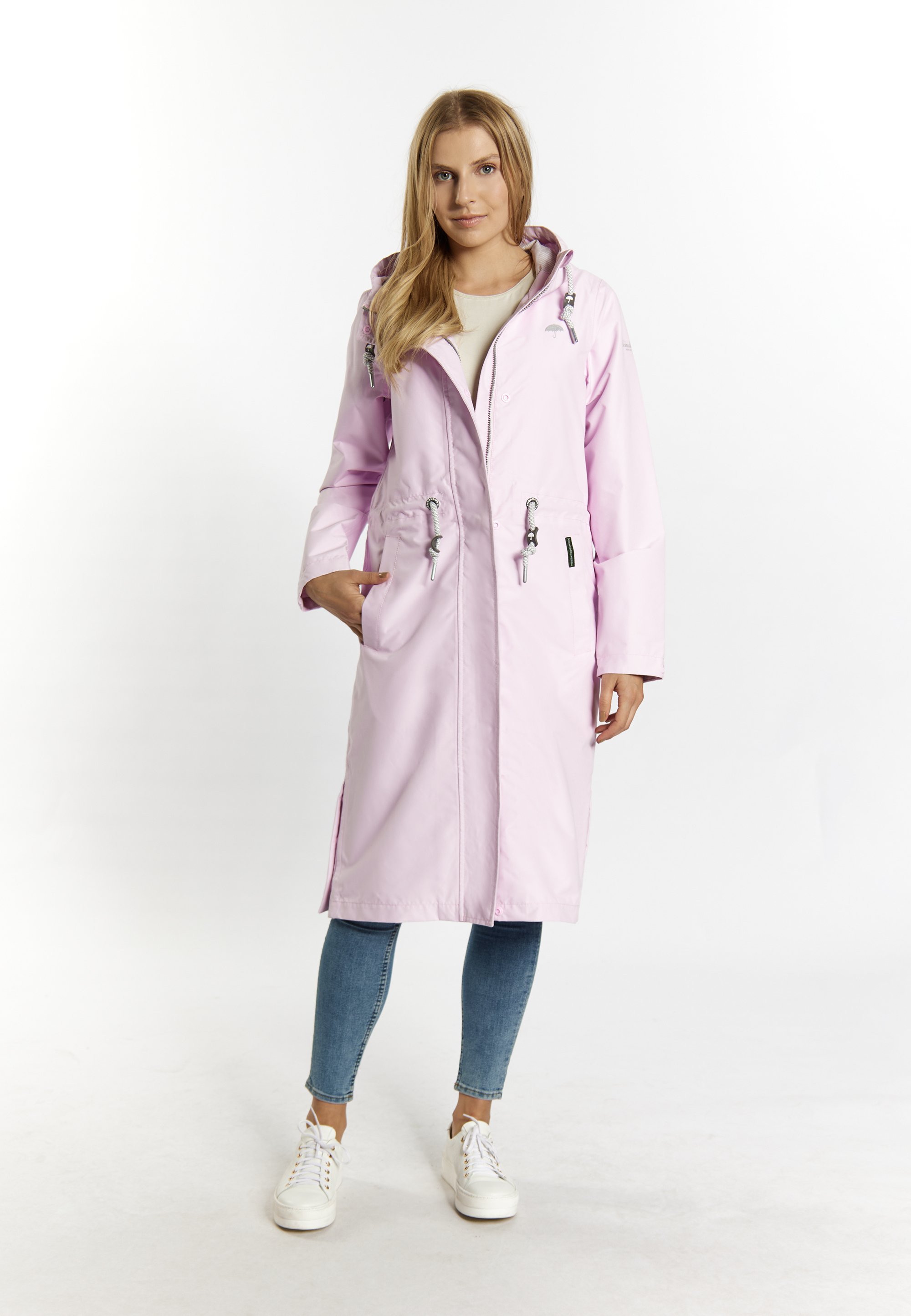 Impermeabile donna in 100% lino spalmato regular fit