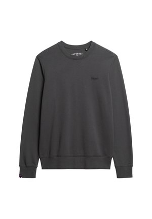 Szara bluza wykonana z miękkiego materiału, z okrągłym dekoltem, długimi rękawami oraz minimalistycznym, wypukłym logo na klatce piersiowej.