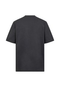 Solid mørkegrå kortærmet T-shirt med rund hals, vist fra bagsiden med en afslappet pasform og lige nederkant.