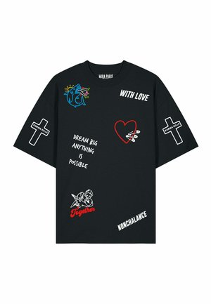 Mira Paris, TATTOO BE KIND OVERSIZED DROPPED SHOULDER TEE 26 UNISEX - T-shirt con stampa - black