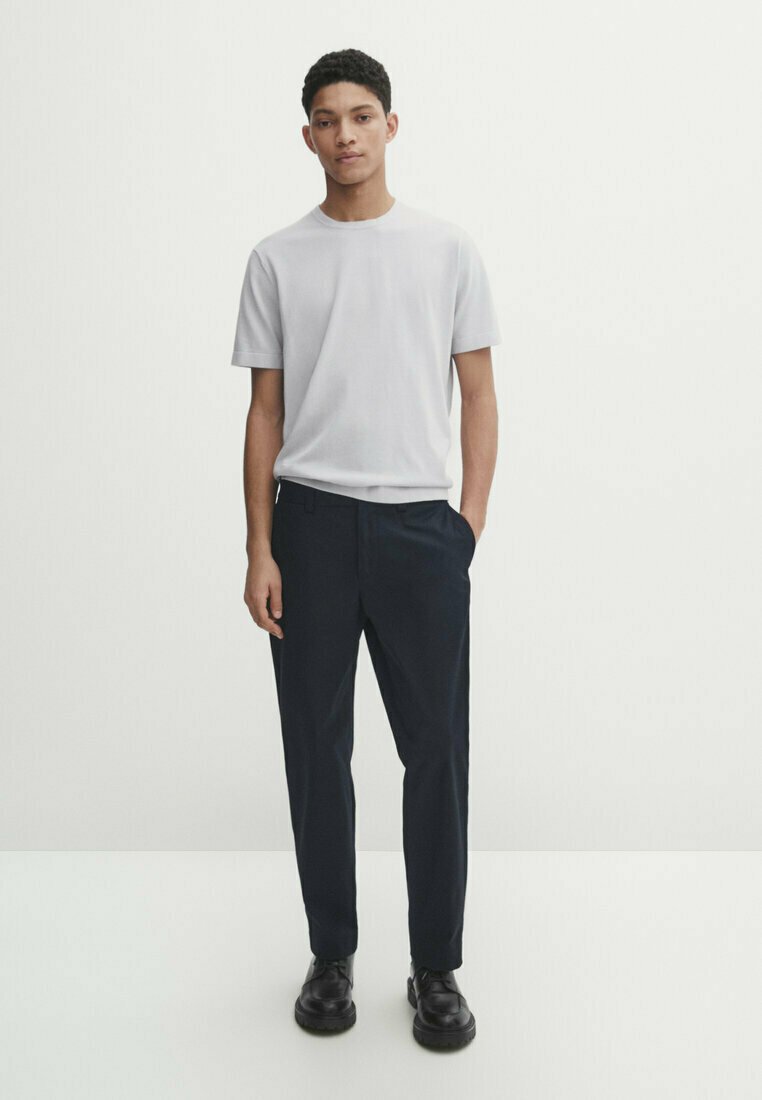 Massimo Dutti SHORT SLEEVE - Basic T-shirt - light grey