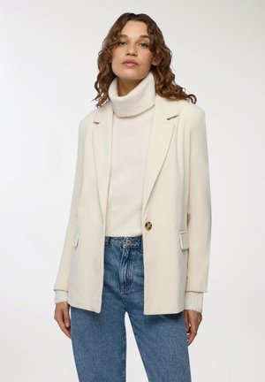 MONOPETTO EFFETTO RIGATO - Cappotto corto - avorio