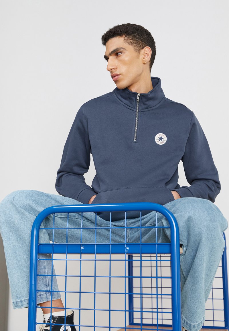 felpa converse con zip nera