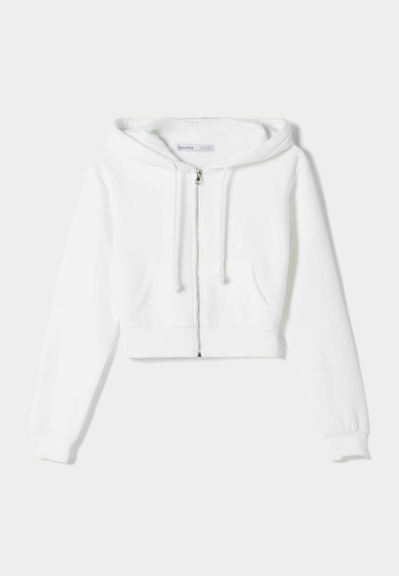 Bershka CROPPED - Zip-up sweatshirt - off-white - Zalando.ie