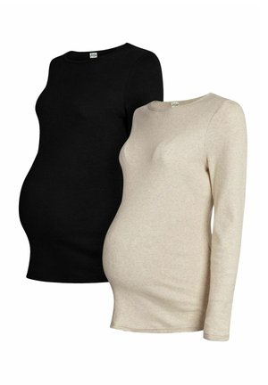 2 PACK MATERNITY-REGULAR FIT - Long sleeved top - oatmeal cream & black