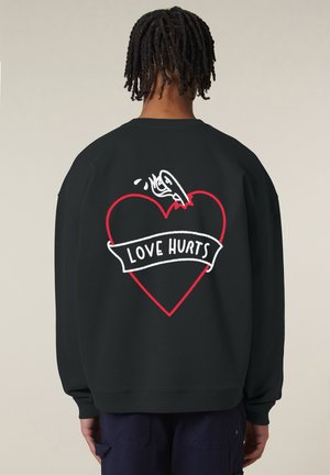 LOVE HURTS BACK PRINT UNISEX HEAVYWEIGHT - Sweatshirt - black
