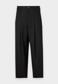 PLEATED WIDE LEG - Trousers - black