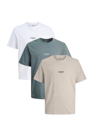 3ER PACK SOHO - T-shirt con stampa - weiß beige blau
