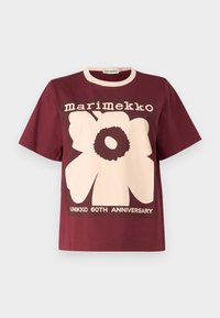 Marimekko ERNA UNIKKO PLACEMENT - Trükipildiga T-särk - wine red/light rose