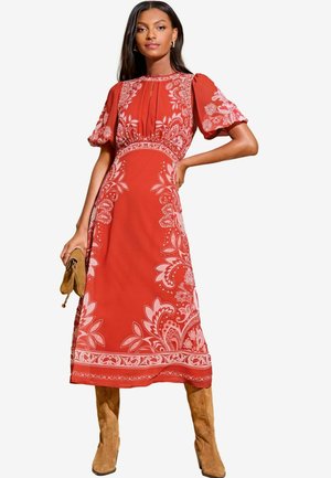 Lipsy FLUTTER SLEEVE FLORAL - REGULAR FIT - Vapaa-ajan mekko - red