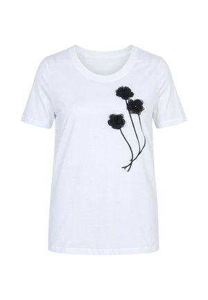 MIAMODA, T-SHIRT, COMFORT FIT, 3D FLOWER - T-Shirt print - snow white