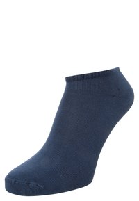 Marinblå ankelsocka tillverkad av mjukt, stretchigt material. Har en ribbad mudd och en sömlös tådesign för extra komfort.