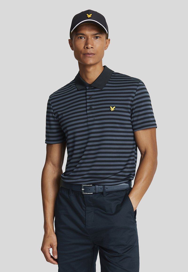 Lyle & Scott GOLF BROAD STRIPE - Poloshirt - w dark navy jet black