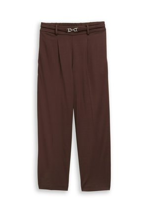 TOM TAILOR, TOM TAILOR HOSEN & CHINO CROPPED STRAIGHT  HOSE MIT GÜRTEL - Broek - java dark brown
