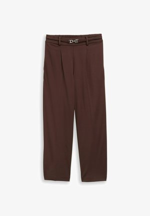 TOM TAILOR, TOM TAILOR HOSEN & CHINO CROPPED STRAIGHT HOSE MIT GÜRTEL - Pantaloni - java dark brown