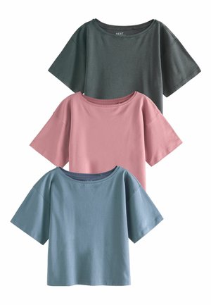 REGULAR FIT - SLOUCH INTERLOCK SHORT SLEEVE 3 PACK  - T-Shirt basic - red charcoal blue