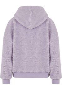 Lavender hoodie gemaakt van zachte, gestructureerde stof. Heeft ribbelmanchetten en een ribbelzoom, met een comfortabele, relaxte pasvorm.