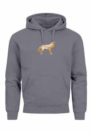 AUFDRUCK POLYGON WOLF GEOMETRIE MOTIV FASHION STREETSTYLE - Kapuzenpullover - convoy grey